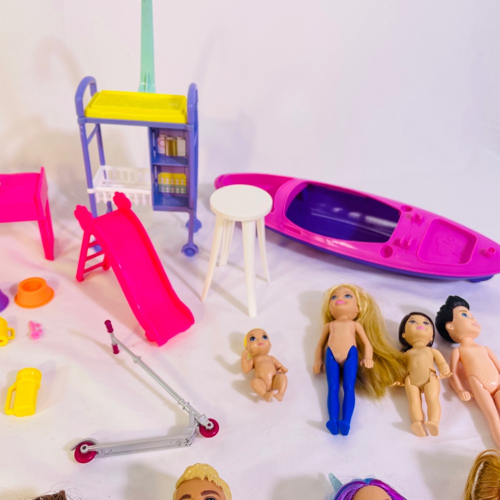Mattel Barbie Doll Accessory Lot Ken Chelsea Baby Pets Kayak Slide Scooter 40pc - Picture 8 of 8